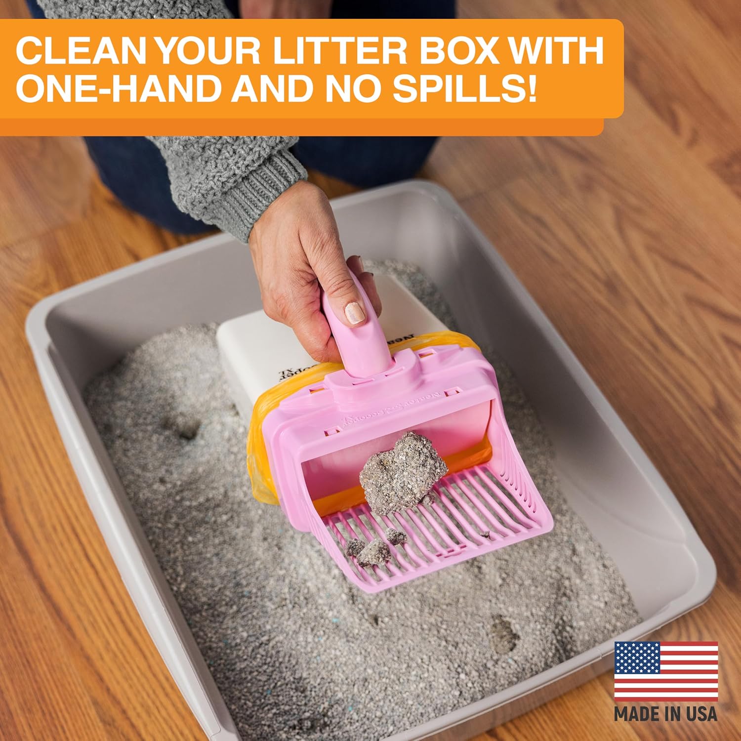 Neater Pet Brands Neater Scooper XL Cat Litter Scoop, 60 Refill Bags – Extra-Large Capacity Mess-Free Cat Litter Scooper with Bag for Large & Multiple Cats, Spill-Proof Litter Box Scooper with Holder