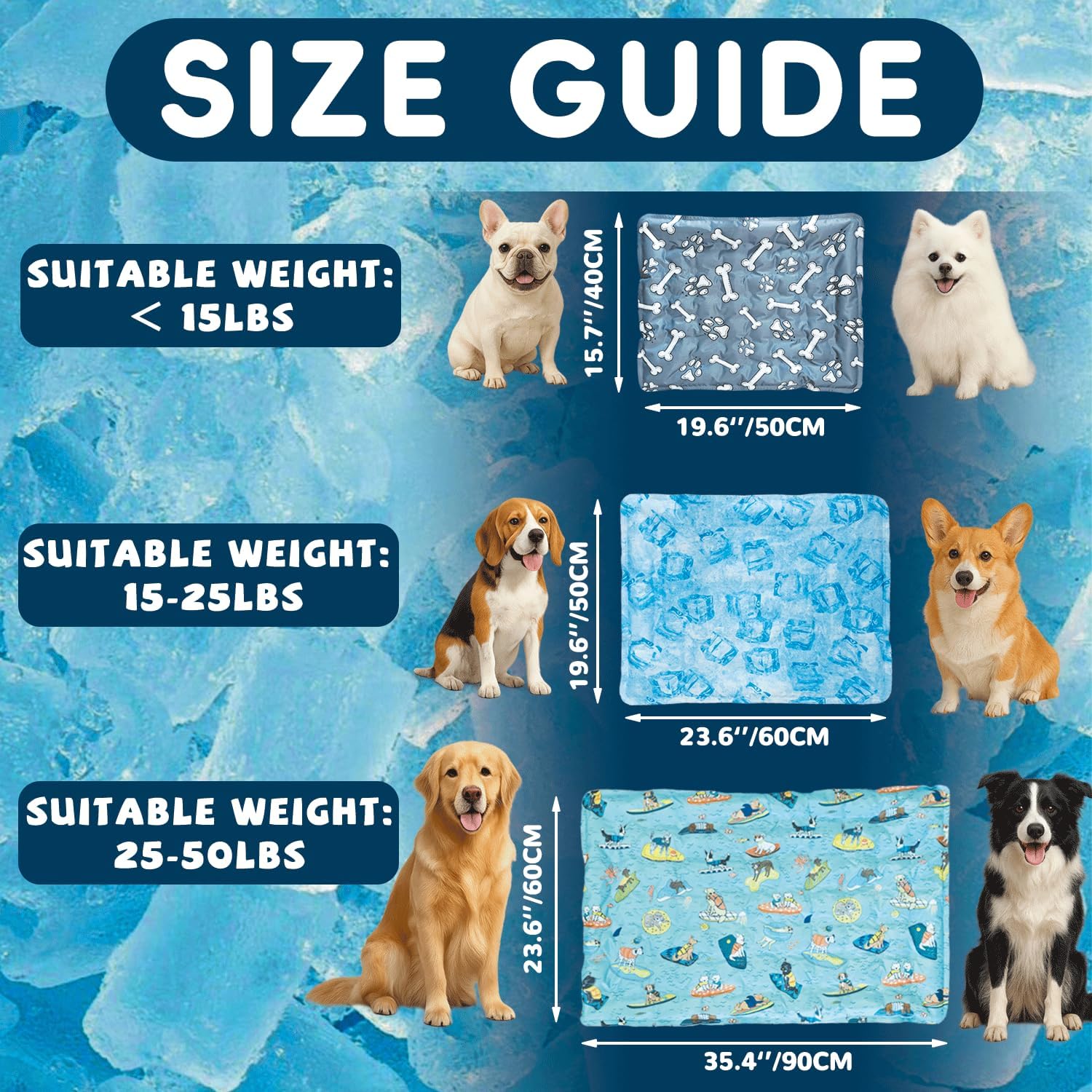 Cooling Pad for Dog,Instant Pet Cool Mat for Puppy,Comfortable Cool Pet Mat for Cat.Portable Dog Bed for Summer. Suitable for Outdoor Summer Crate Pad.Long Time Cooling.Animal(Size-M 15.7 * 19.7in)