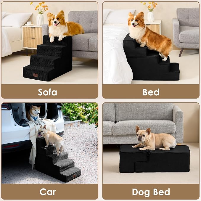 EHEYCIGA Dog Stairs for Small Dogs 13.5" H, 3-Step Dog Steps for Couch Sofa and - Image 7