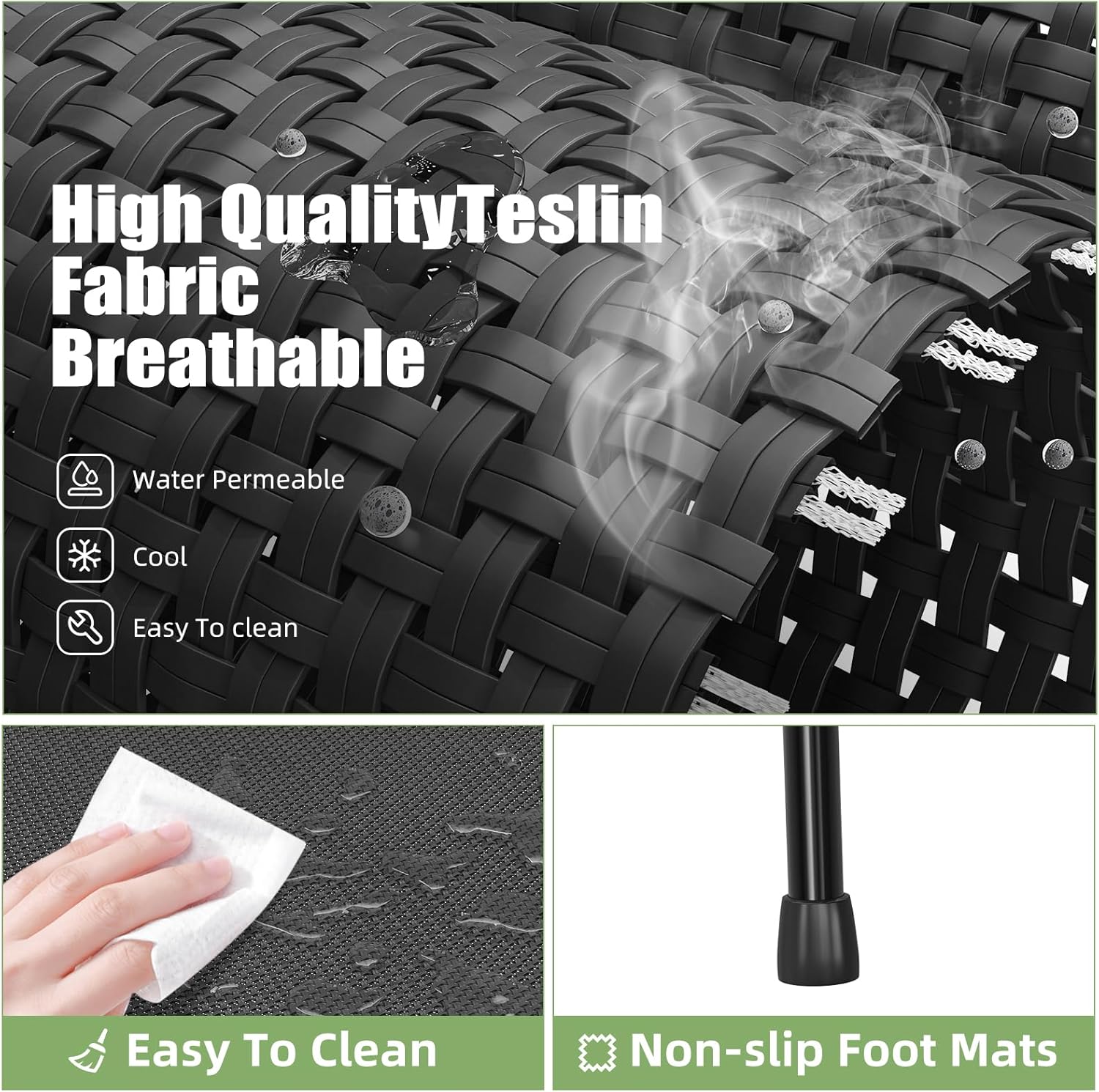 Raised Dog Bed, Outdoor Dog Bed for Dogs, Cooling Elevated Pet Cot, Durable and Sturdy Pet Bed, Waterproof Mesh Cover Raised Metal Frame, Non Slip, Black