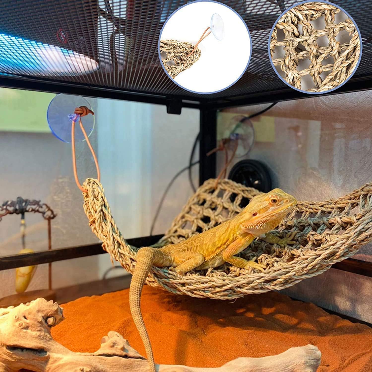 Reptile Plants for Bearded Dragon Tank Accessories, Terrarium Plant Artificial Decor for Snake Cage, Fake Plant for Leopard Gecko Habitat, Lizard Chameleon Ball Pythons (Group EN)