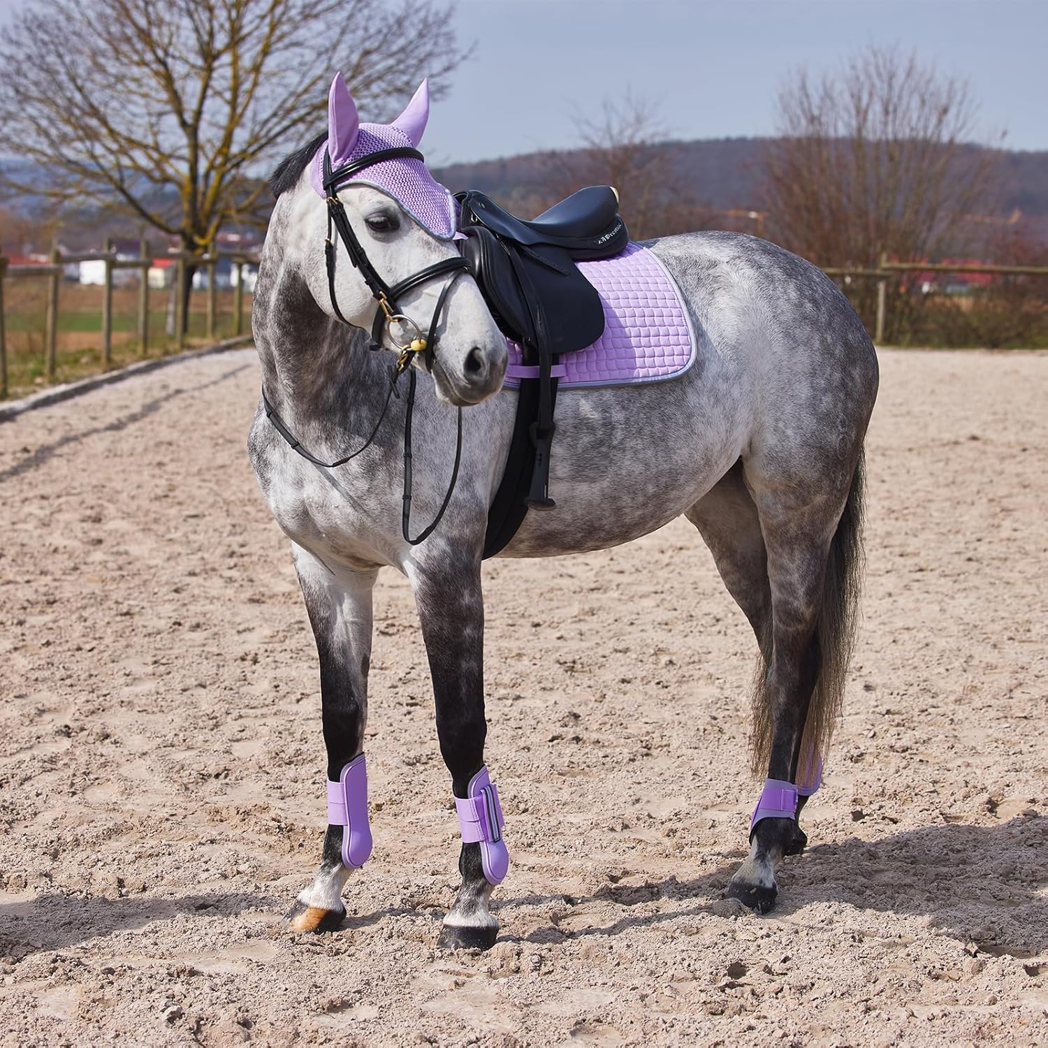 HORZE Adepto Padded All Purpose Quilted Equestrian Saddle Pad for Horses with Two-Tone Trim