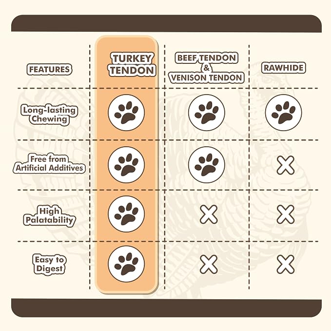 VITADAY All Natural Turkey Tendon Dog Treats, 1 lb | Long-lasting dog training - Image 5