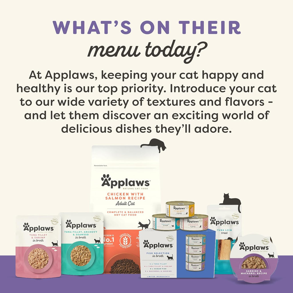 Applaws Natural Wet Cat Food, Limited Ingredient, Grain-Free, Protein with No Artificial Additives, Variety Pack in Broth (12 x 5.5oz Cans)