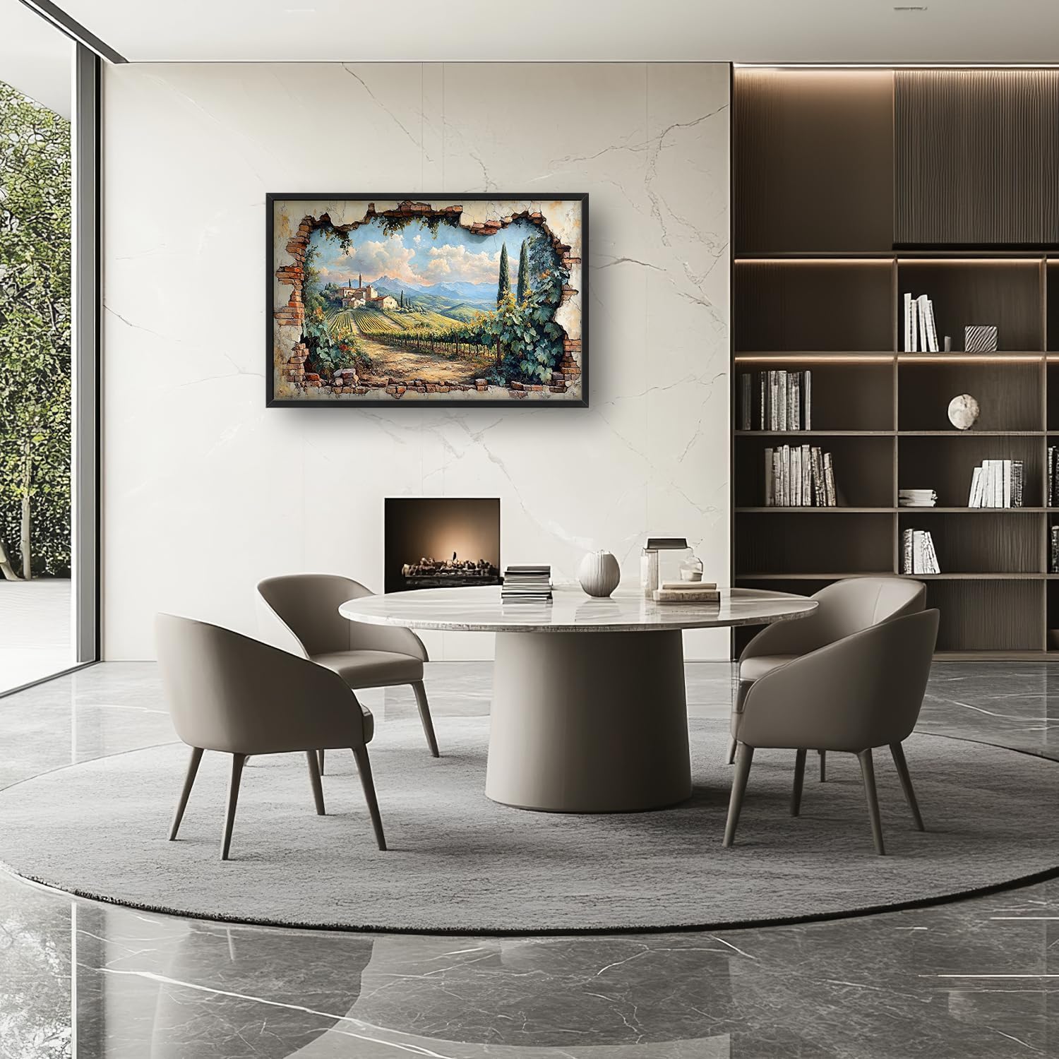 Large Farmhouse Nature Landscape Wall Art for Living Room, Rustic Countryside Canvas Oversized Wall Decor, Vintage Scenery Framed Pictures Painting Print Artwork for Bedroom Dining Room 36L" x 24W"