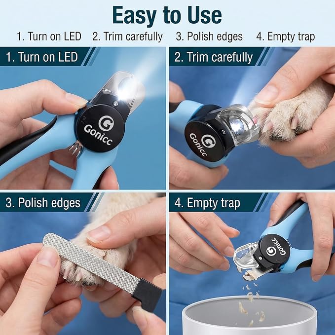 gonicc LED Pet Nail Clippers for Dogs & Cats, Light-Up Dog Nail Trimmer - Image 5