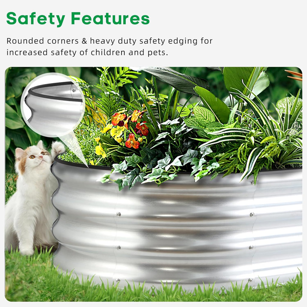 JERIA Raised Garden Bed,Galvanized Raised 2 Pcs 4×2×1ft Planter Boxes Outdoor with Easy Assembly, Large Garden Bed for Vegetables, Fruits, Flower