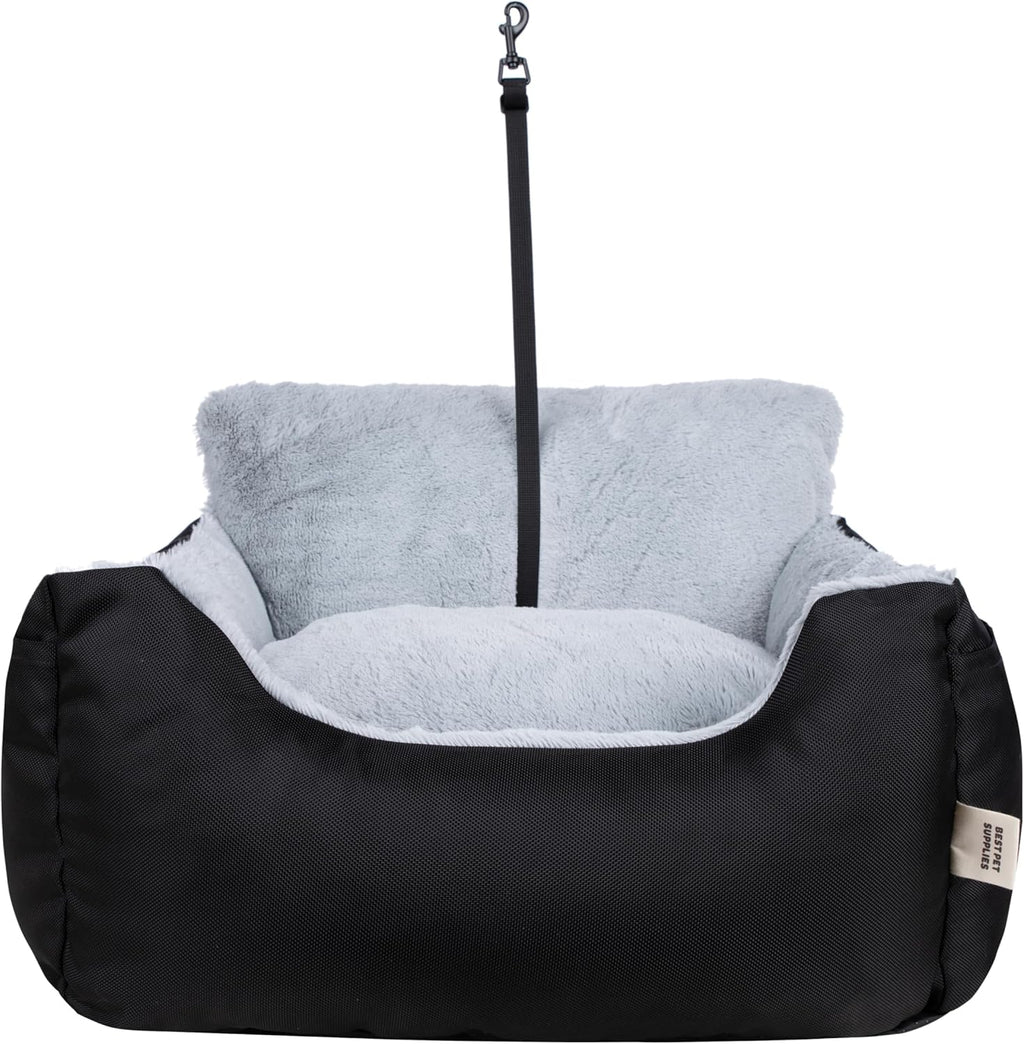 Best Pet Supplies Dog Pet Booster Seat, Dog Car Seats for Small Dogs & Medium Dogs, Soft Plush Cushion with Comfortable Bedding, Secure Straps, and Tall Pillow, Black