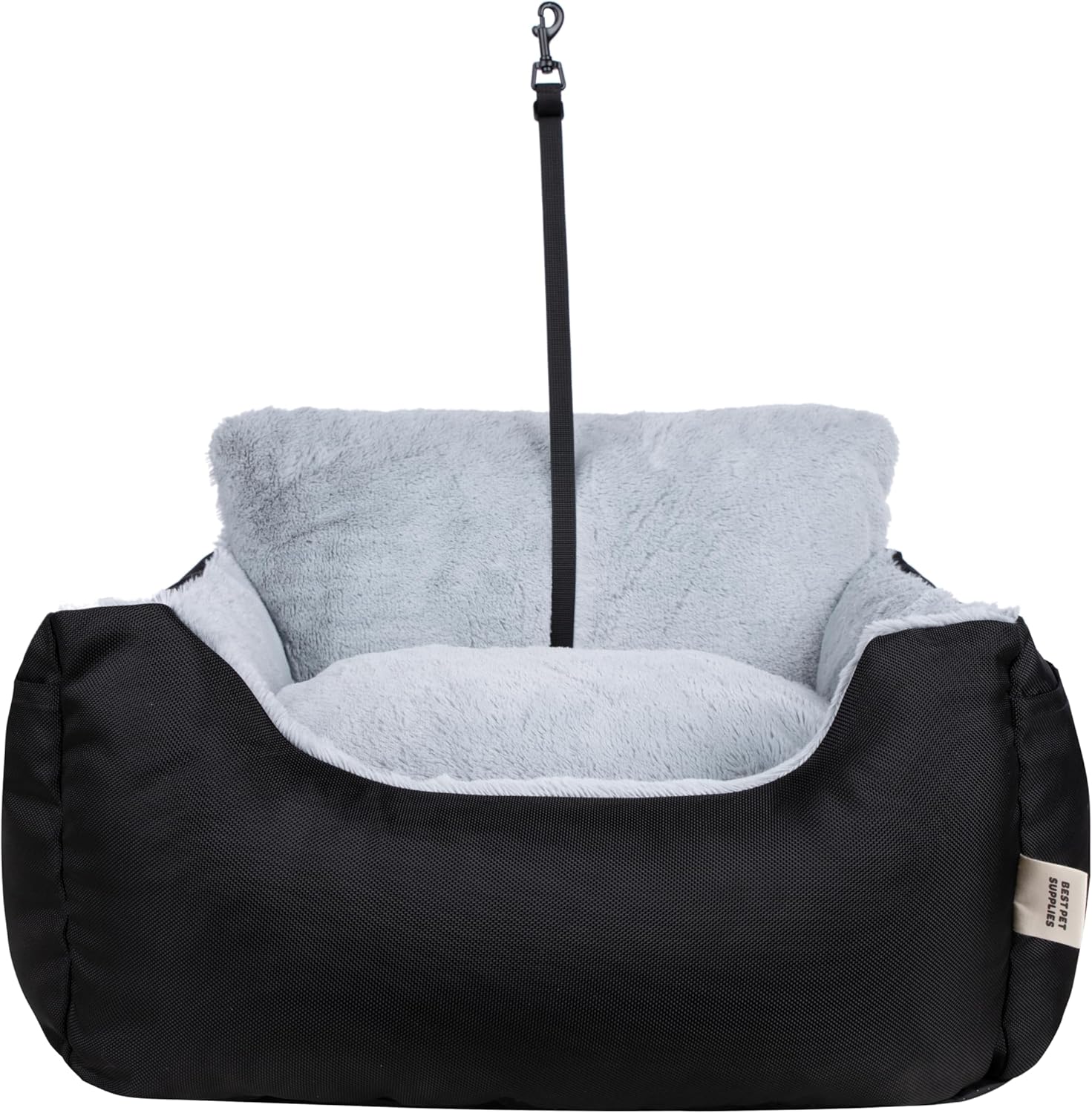 Best Pet Supplies Dog Pet Booster Seat, Dog Car Seats for Small Dogs & Medium Dogs, Soft Plush Cushion with Comfortable Bedding, Secure Straps, and Tall Pillow, Black