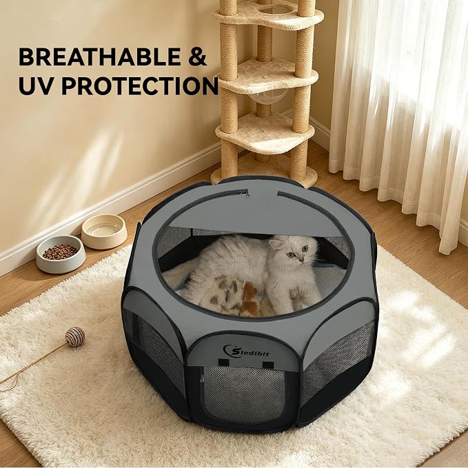 Siedihit Dark Grey Dog Cat Playpen, Puppy Pet Playpen, Small Dogs Tent Crates - Image 5