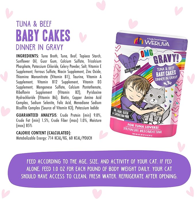 Weruva B.F.OMG - Best Feline Friend Oh My Gravy!, Tuna & Beef Baby Cakes - Image 5