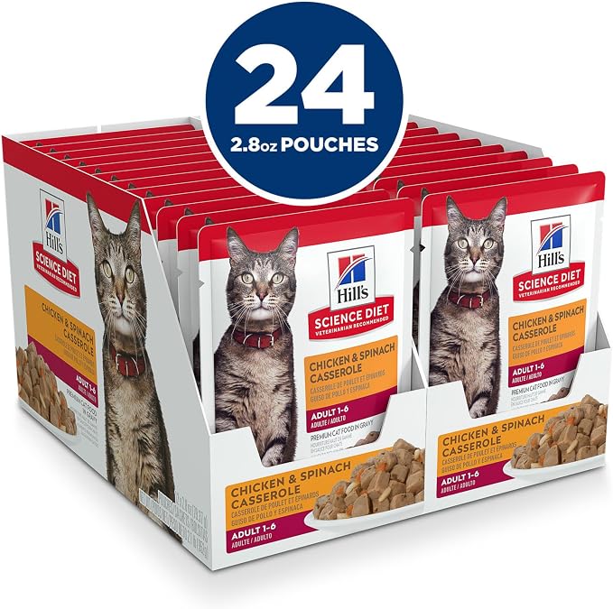 Hill's Science Diet Adult 1-6 Wet Cat Food, Chicken & Spinach, 2.8 oz. Pouches - Image 3