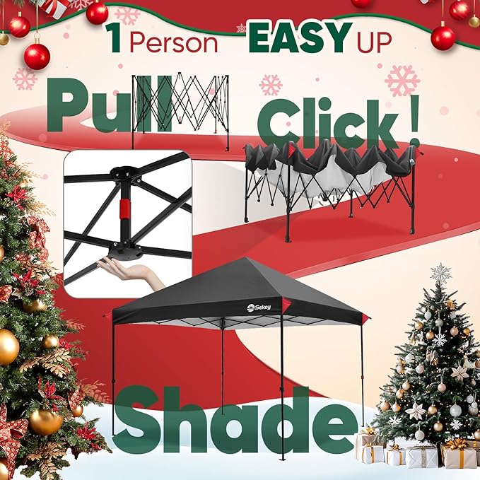 Sekey 10x10 Pop Up Canopy with One Push Setup-Easy Up Canopy with 99% UV Blocking - Instant Outdoor Sun Shade for Events, Parties, Camping- Commercial Gazebo with Weight Bags,Wind Proof&Waterproof