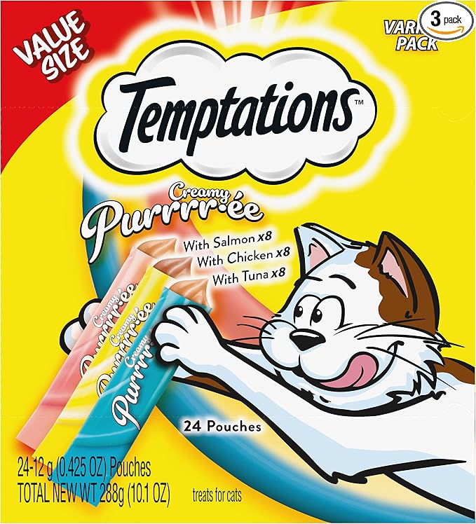 Temptations Creamy Puree Squeezable Lickable Cat Treats, Wet Cat Treats by Temptations