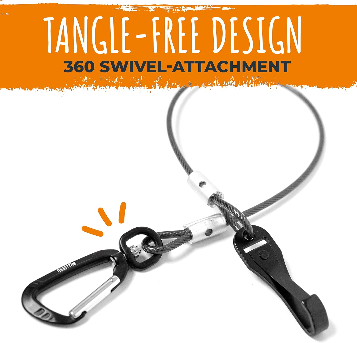 Mighty Paw Dog Seat Belt - Chew-Proof Metal Safety Restraint - Steel Braided Vehicle Tether - Rock Climbers Carabiner Included - Pet Car Leash Seat Belts - Dogs Car Safety Harness -Black, 40cm