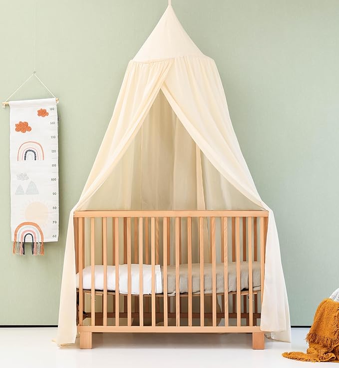 Cream Beige Kids Bed Canopy for Child Bedroom | Nursery Crib Hanging Curtain | Baby Mosquito Net Bedding for Girls & Boys Play Room Decoration | Reading Nook Canopies Toddler Dome Tent
