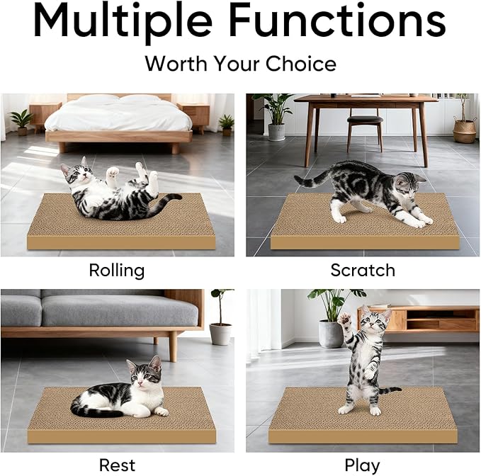 AGYM Cat Scratchers 4 Packs Refill Cat Scratching Pad Cardboard - Image 5