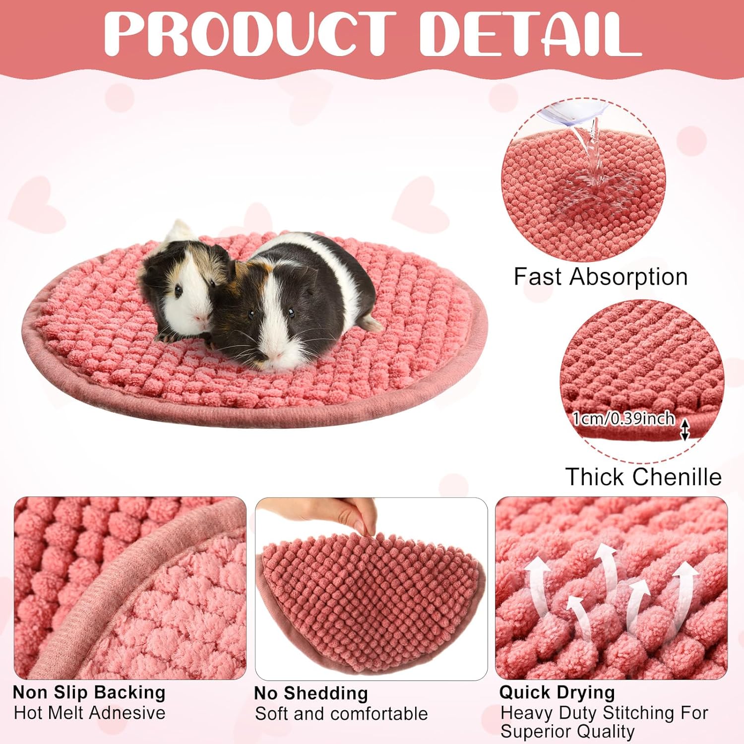 Amylove 4 Pcs Guinea Pig Cage Liner Guinea Pig Bedding Washable Fleece Pee Pads Reusable Small Animals Training Mat Small Animal Sleeping Bed for Bunny Hamster(Mixed Colors,Diameter 7.8 Inch)