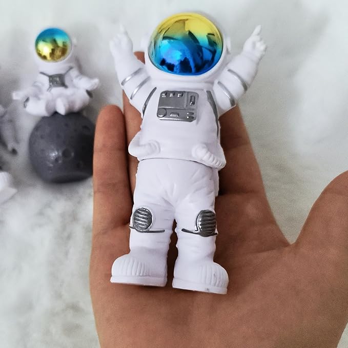 Gradient Astronaut Statues Set of 4, Spaceman Figurines Space Theme Decor for Room Shelf Desk Cake Toppers