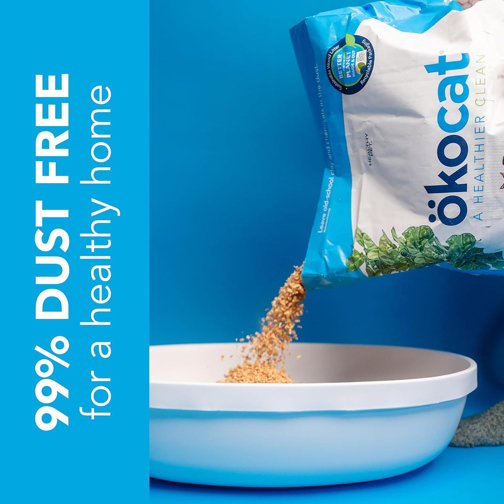 ökocat Original Wood Clumping Cat Litter, Unscented, 13.2 pounds - Natural Ingredients, Stops Odor, Clumps Solid, 99% Dust Free, Great for All Cats