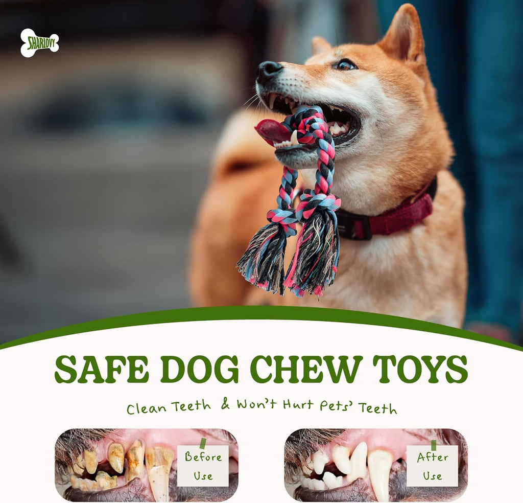 SHARLOVY Dog Rope Toy for for Medium Dogs, Durable Cotton Dog Chew Toys for Aggressive Chewers, Interactive Tug of War Dog Toys for Medium to Large Breed