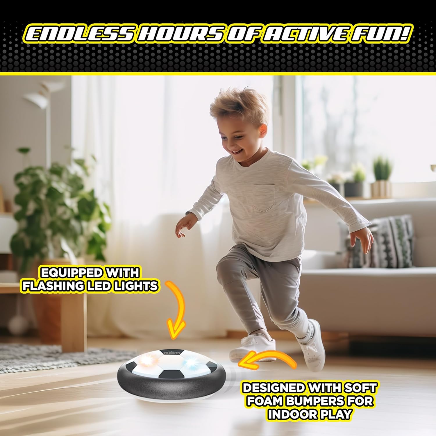 Hover Soccer 2 Pack from The Makers of Stomp Rocket – LED Lights and Padded Bumpers Indoor Air Soccer Toy for Boys Girls Ages 3 4 5 6 7 8 + Fun Games