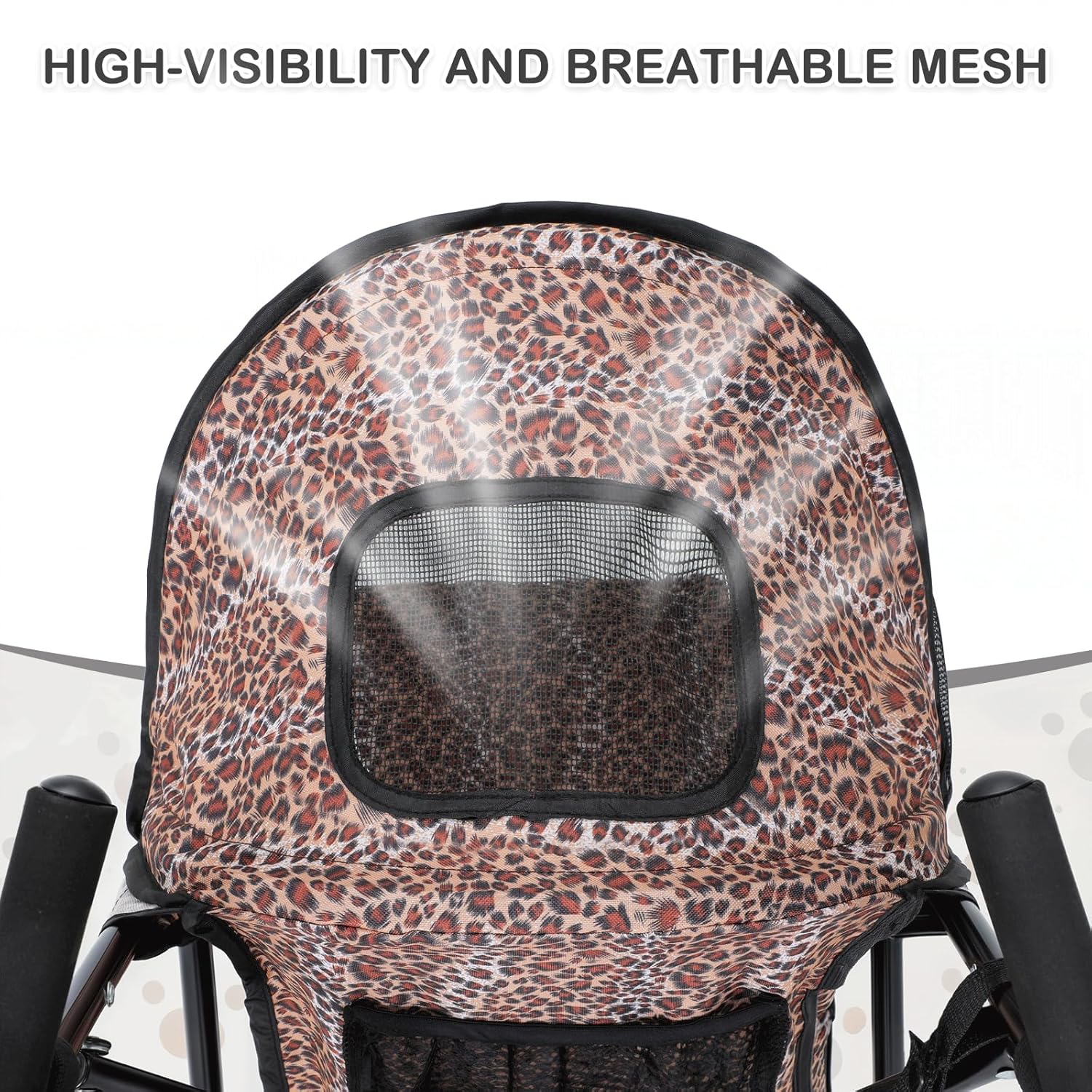 MoNiBloom 4 Wheels Pet Stroller, Easy-Fold Umbrella Shaped Dog Cat Jogger Stroller w/Storage Bag & Visible Mesh for Small/Medium Dogs Cats Leopard Print