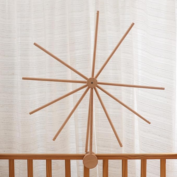 Baby Crib Mobile Holder - Wooden Mobile Arm for Crib,Mobile Crib Hanger (Wooden Arm)， 360° Adjustable,Mobile Hanger for Crib Baby Boy Girl Nursery Decor