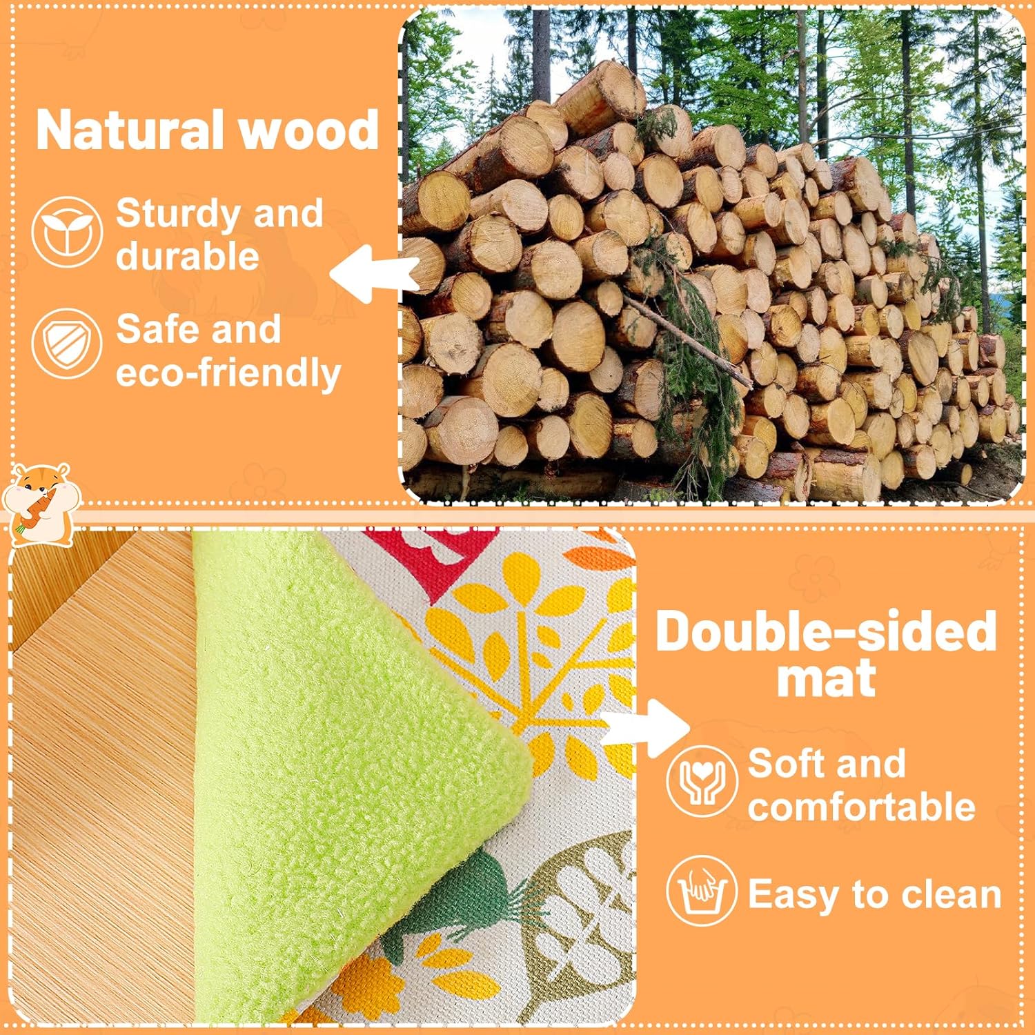 Upgraded Guinea Pig Castle, Sturdy Wooden Guinea Pig Hideout, Small Animal House Bed Hut Habitats with Stairs, Easy to Assemble for Hamsters Bunny Chinchillas Playing Hiding