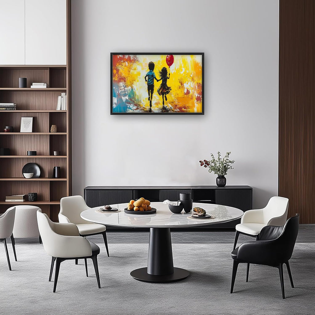 Framed Large Banksy Wall Art for Living Room, Oversized Colorful Graffiti Children Wall Decor, Peaceful Canvas Painting Pictures Modern Artwork Home Decoration for Living Room Bedroom 36"x24"