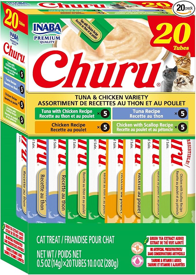 INABA Churu Cat Treats, Squeezable Creamy Purée Cat Treat by INABA