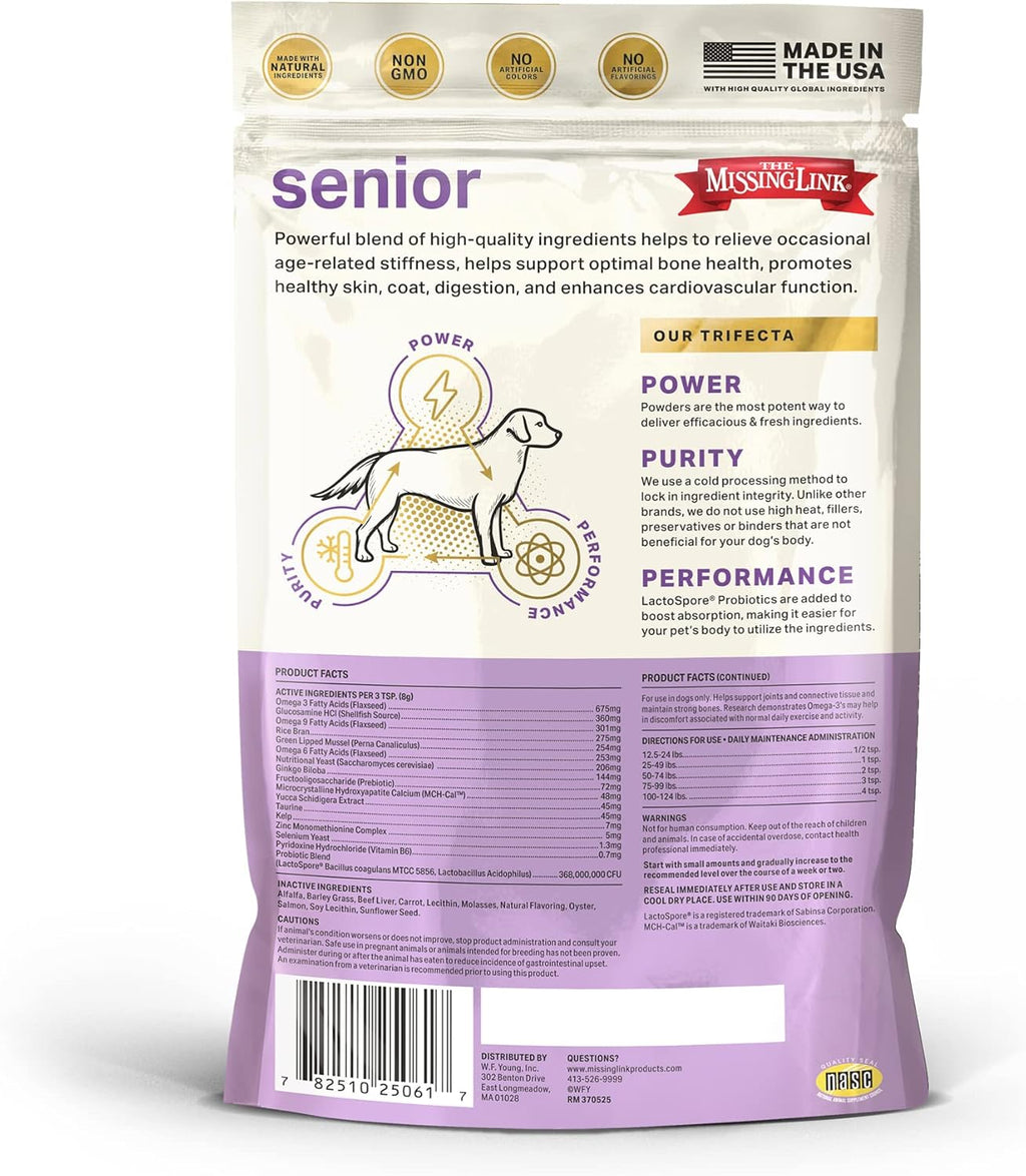 The Missing Link Senior Dog Supplement 1lb Bag - Powerful Powder Supports Bones, Joints, Skin, Coat, Heart, Eyes, Memory & Cognition