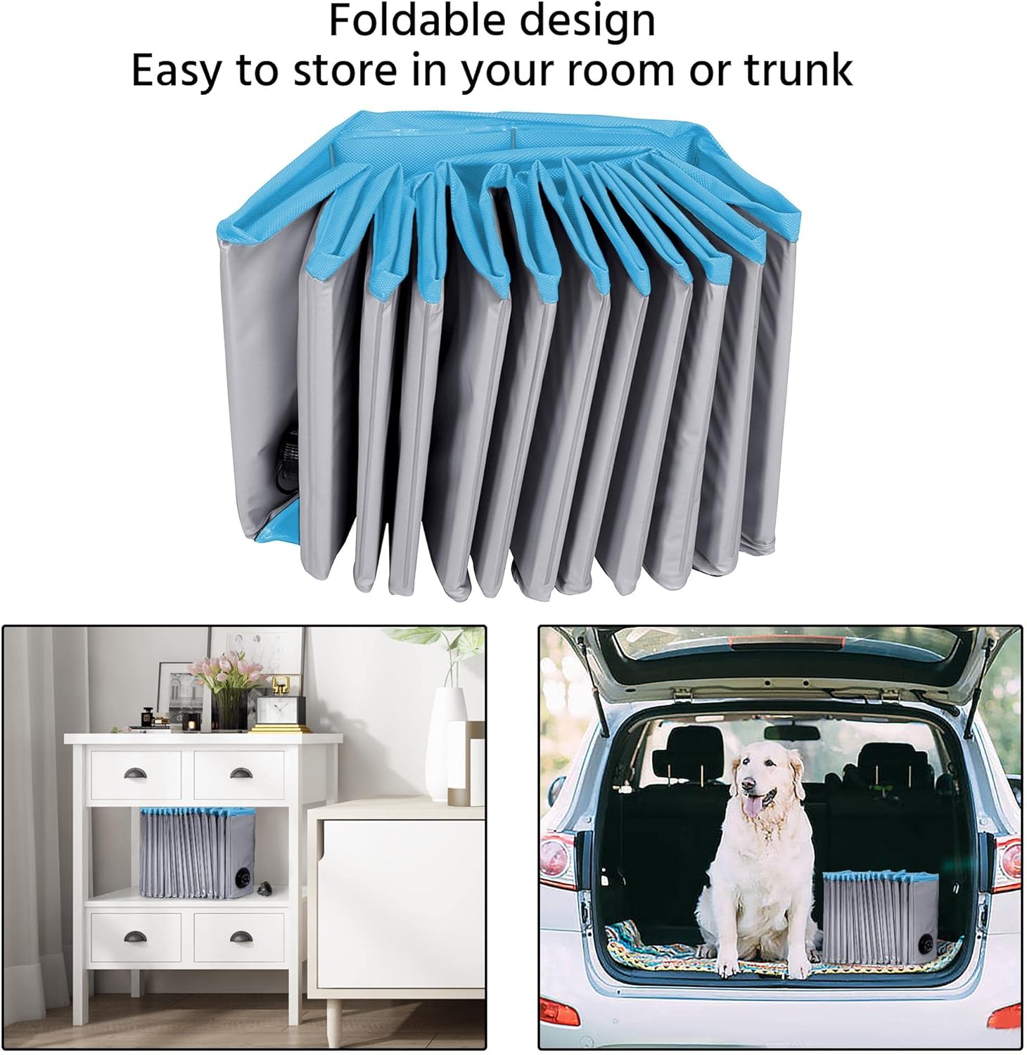 Yaheetech Dog Pet Bath Pool Foldable Hard Plastic Doggie Duck Swimming Pool Collapsible PVC Outdoor Bathing Tub Dog Pools for Large Small Dogs-63 x 11.8 inch,XXL,Gray