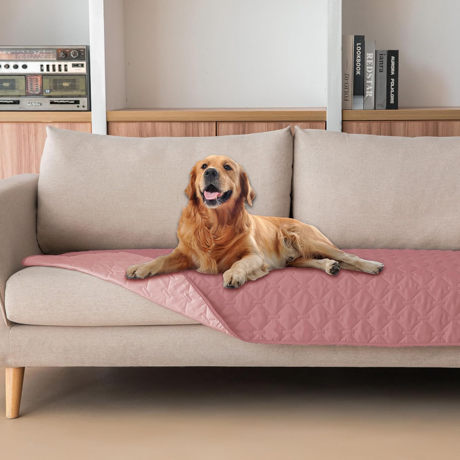 gogobunny 3X Stronger Waterproof Pet Blanket, Scratch Proof Furniture Protector for Dogs Cats, Reversible Cover 30x70 Inch, Dark Pink/Light Pink