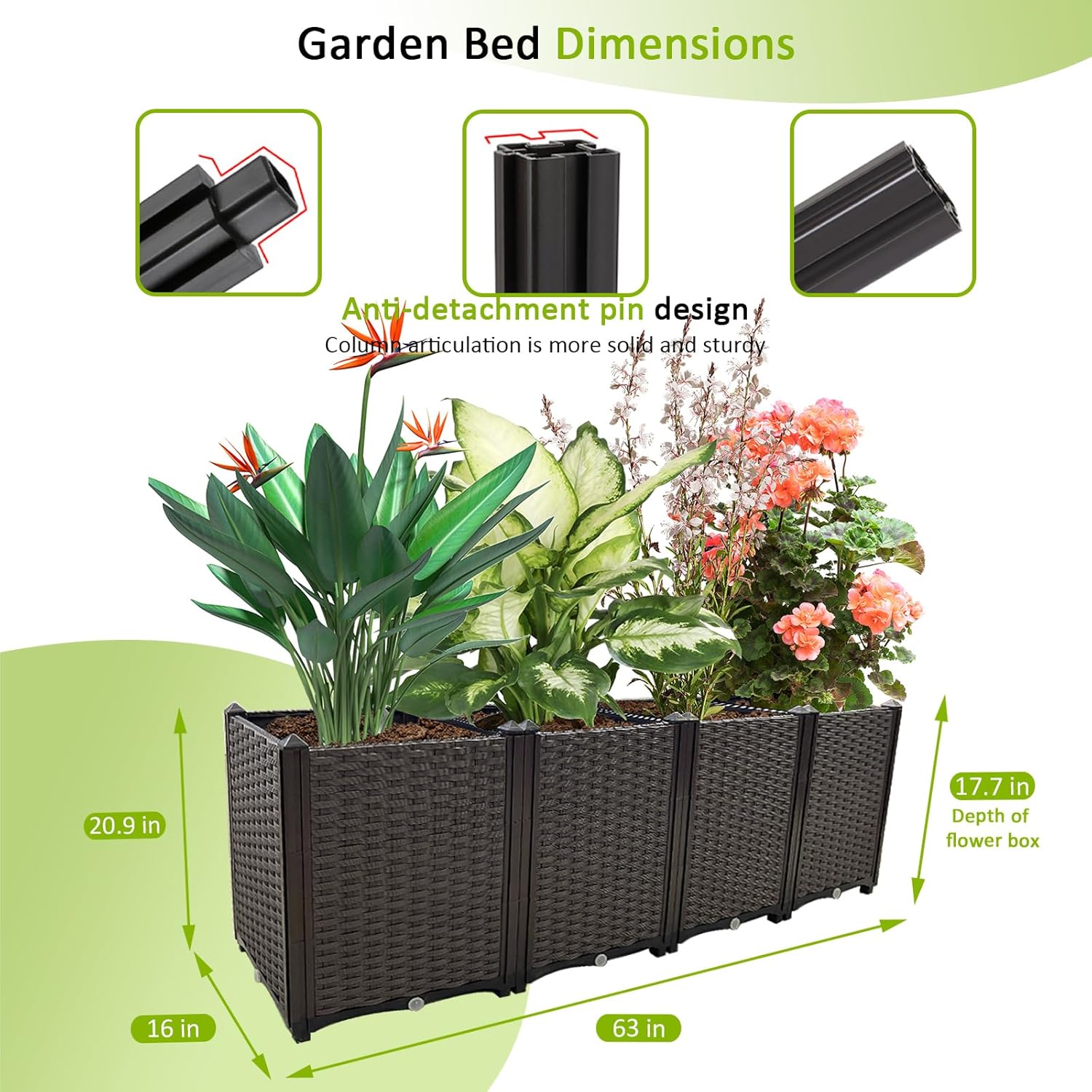 Large Planters for Outdoor Plants pots Elevated Garden Boxes Raised Garden Bed Garden Patio Balcony Deck to Planting Flowers Vegetables Tomato and Herbs