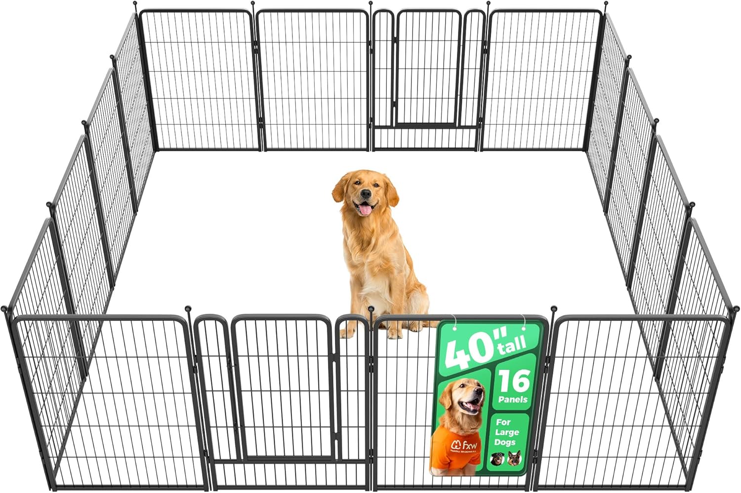 FXW Rollick Unleashed Dog Playpen for Indoor, Yard, RV Camping, 40 inch 16 Panels for Medium and Large Dogs│Patented