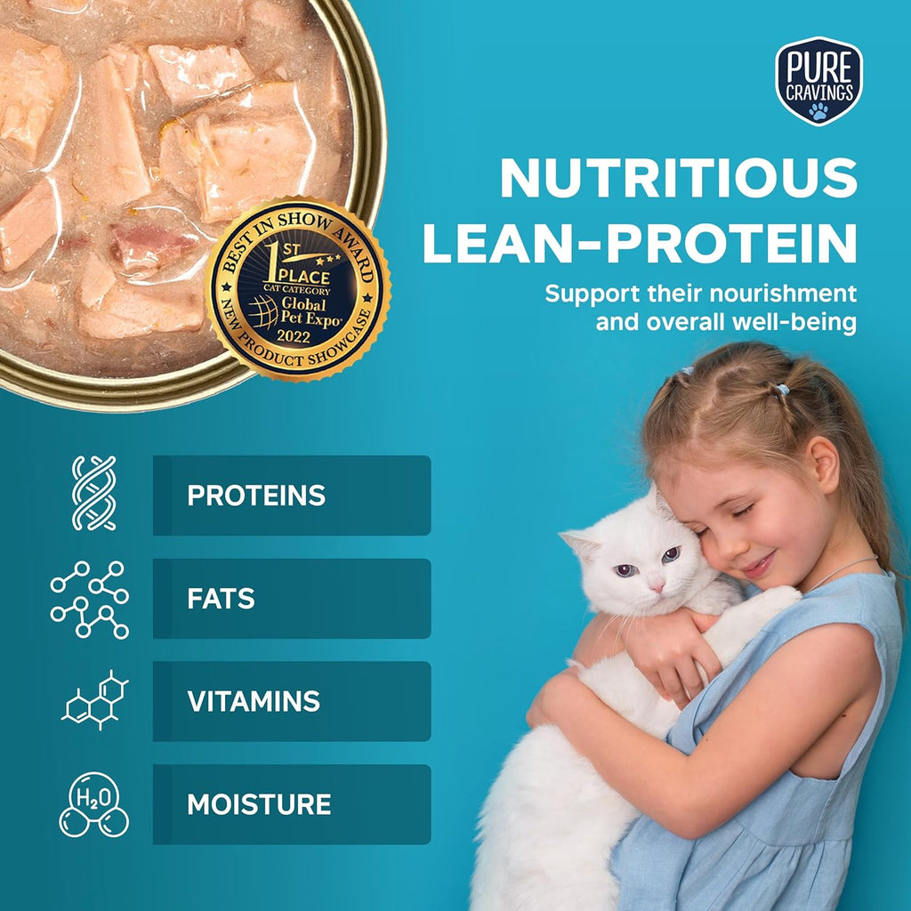 Tuna and Salmon Pate, Canned Wet Cat Food, 100% Mercury-Tested, Moist Can Fish, Grain-Free Protein, Non-GMO, 12 Pack