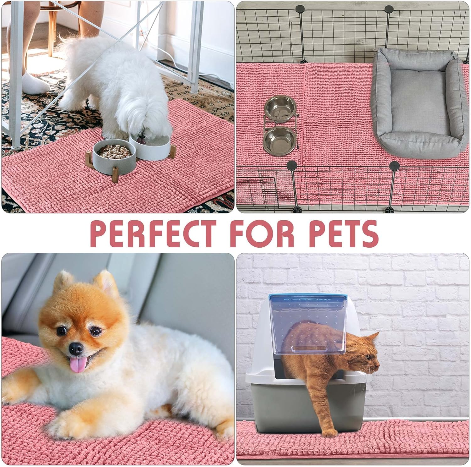 Amylove 4 Pcs Guinea Pig Cage Liner Guinea Pig Bedding Washable Fleece Pee Pads Reusable Small Animals Training Mat Small Animal Sleeping Bed for Bunny Hamster(Pink,16 x 24 Inch)