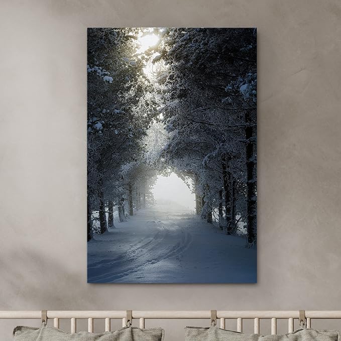 SIGNWIN Canvas Wall Art Woodland Nursery Decor Winter Trees Cool Dramatic Forest Multicolor Nature Photography Rustic - 12x18 inches