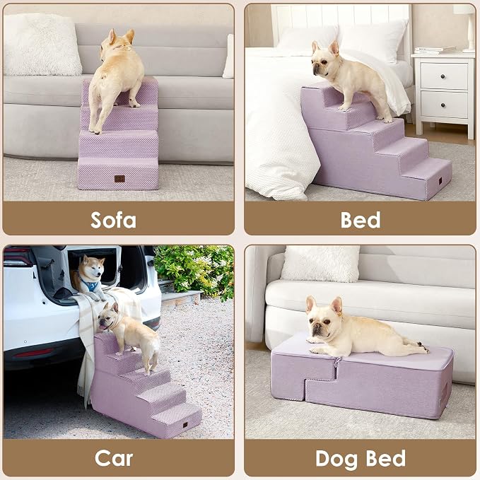 EHEYCIGA Dog Stairs for Small Dogs 13.5" H, 3-Step Dog Steps for Couch Sofa and - Image 7