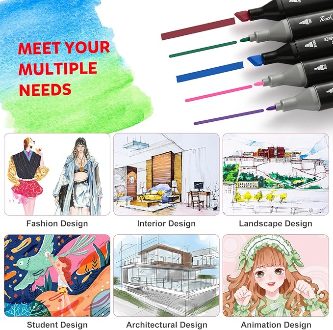 80 Colors Dual Tips Alcohol Markers, Permanent Sketch Art Markers Pens Set with Pen Holder for Kids Adults Coloring,Painting, Sketching, Illustrations