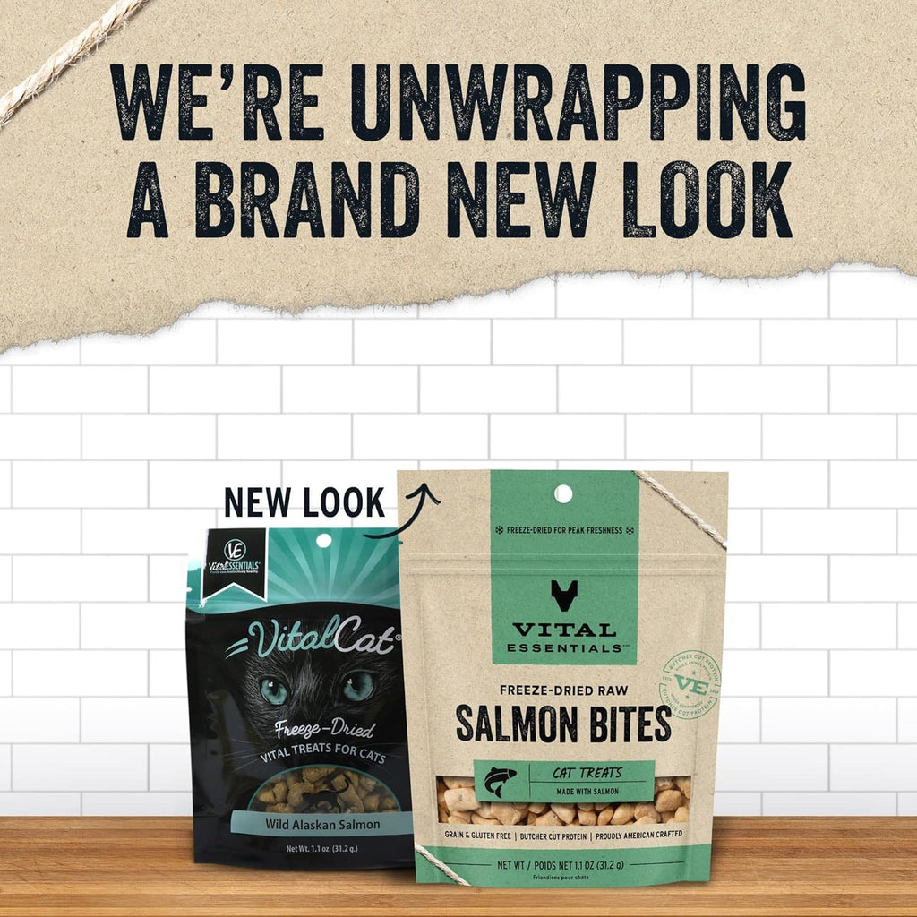 Vital Essentials Salmon Bites Cat Treats, 1.1 oz | Freeze-Dried Raw | Single Protein | Grain Free, Gluten Free, Filler Free