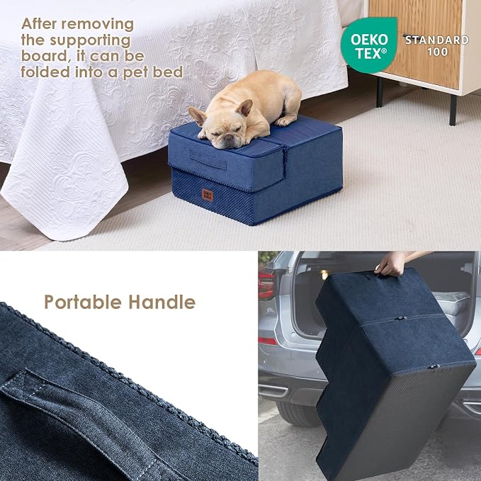 EHEYCIGA Dog Stairs for Small Dogs 13.5" H, 3-Step Dog Steps for Couch Sofa and - Image 5