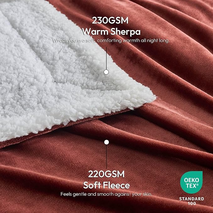 NANPIPER Warm Sherpa Blanket for Couch, Soft Fleece for Winter, Fuzzy Plush Throw Gift for Women, Chocolate Brown 50x60 Inches