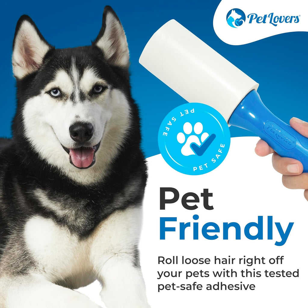 PetLovers Extra Sticky Lint Roller Mega Value Set 720 Sheets for Pet Hair Removal and Clothes, Dog and Cat Lint Remover, 8 Pack