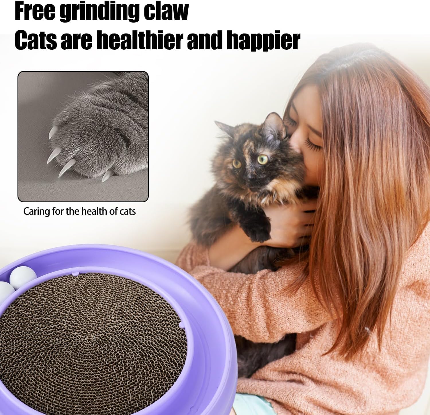 Cat Track Balls Replacement Track Balls for Turbo Round Scratcher Toy (2PCS Cat Ball Toy)