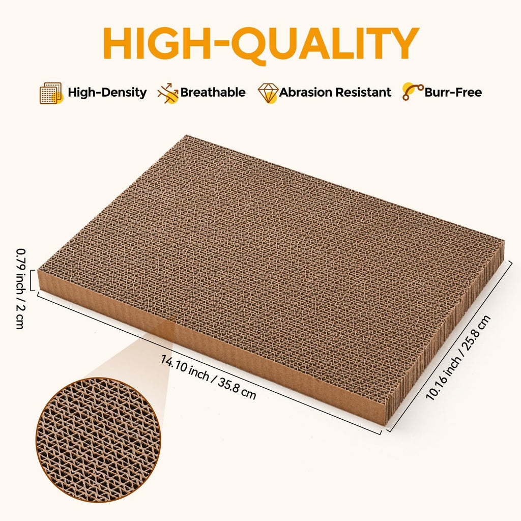 AUSCAT Cat Scratcher Box with 6PCS Cat Scratching Board, Cardboard Cat Scratchers for Indoor Cats, Reversible Cat Scratch Pads for Small Medium Kittens, 14.6" L x 10.9" W x 5.2" H