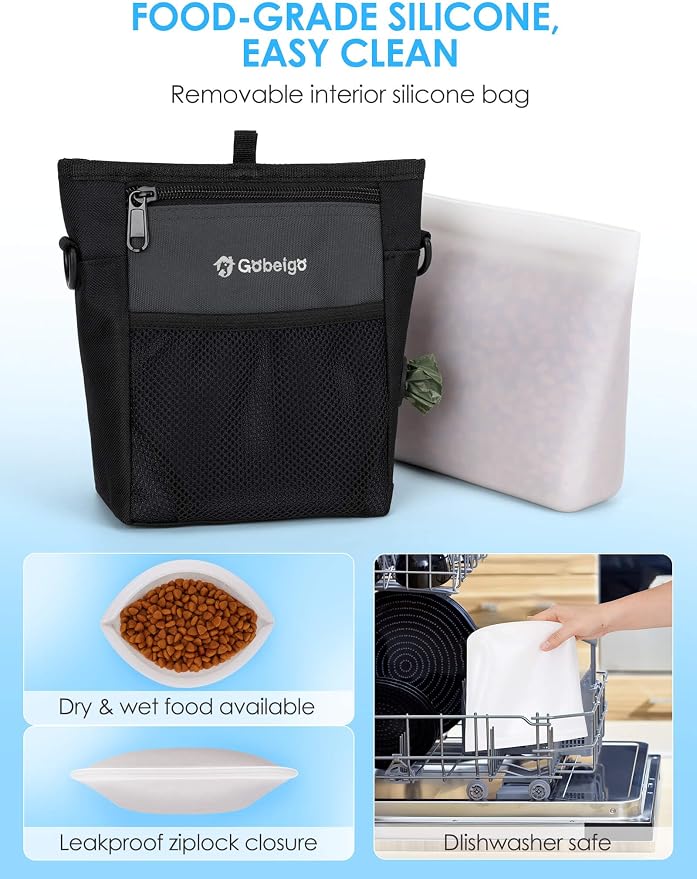 Gobeigo Dog Treat Pouch, Magnetic Closure & Sealable Silicone Bag Insert - Image 2