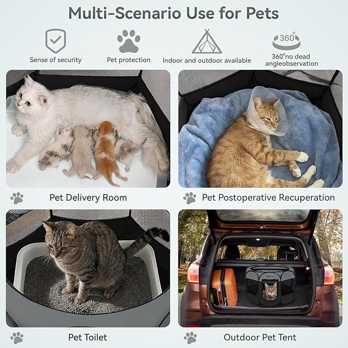 Siedihit Dark Grey Dog Cat Playpen, Puppy Pet Playpen, Small Dogs Tent Crates - Image 4