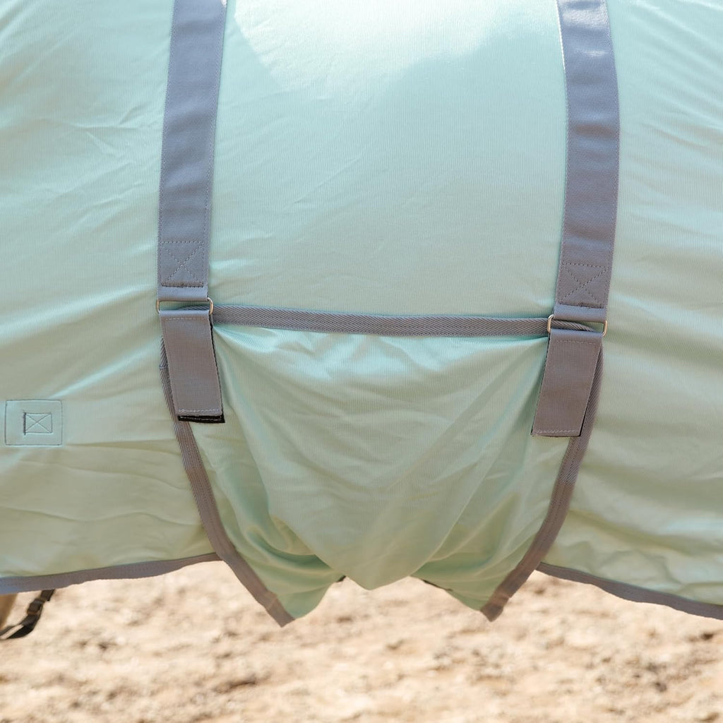 Horse Fly Sheet with Detachable Neck Cover & Belly Wrap, Adjustable Fly Sheet for Horses, Ventilated Airflow Mesh Equine Cooling Summer Flysheet Green 81